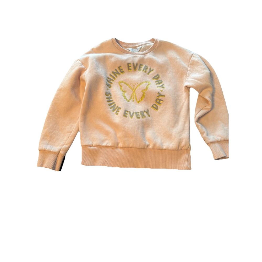 Primary Girls Pullover Sweatshirt Sz 7-& Pink Butterfly Shine Every Day